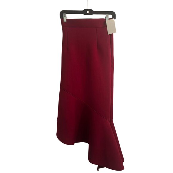 Red Flamingo-Style Asymmetrical Skirt | Size XS - Picture 2 of 2